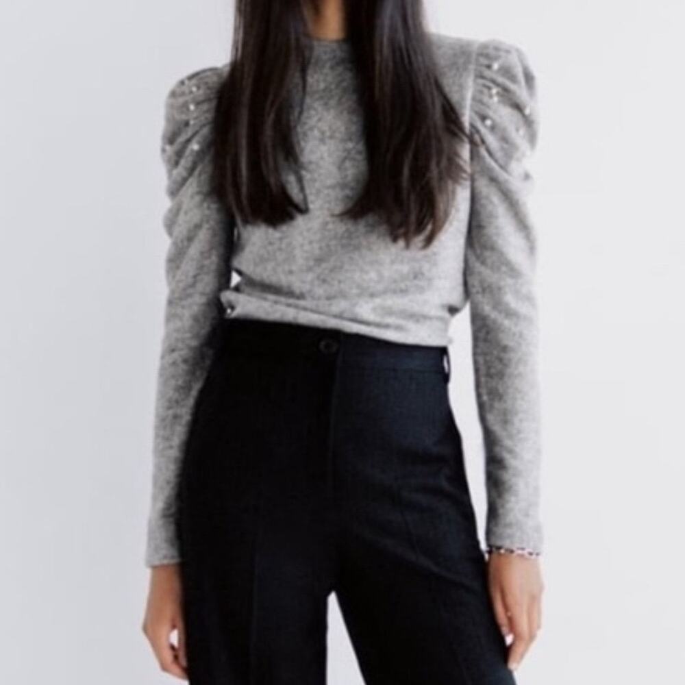 Zara Grey Sweater with Pearl Details